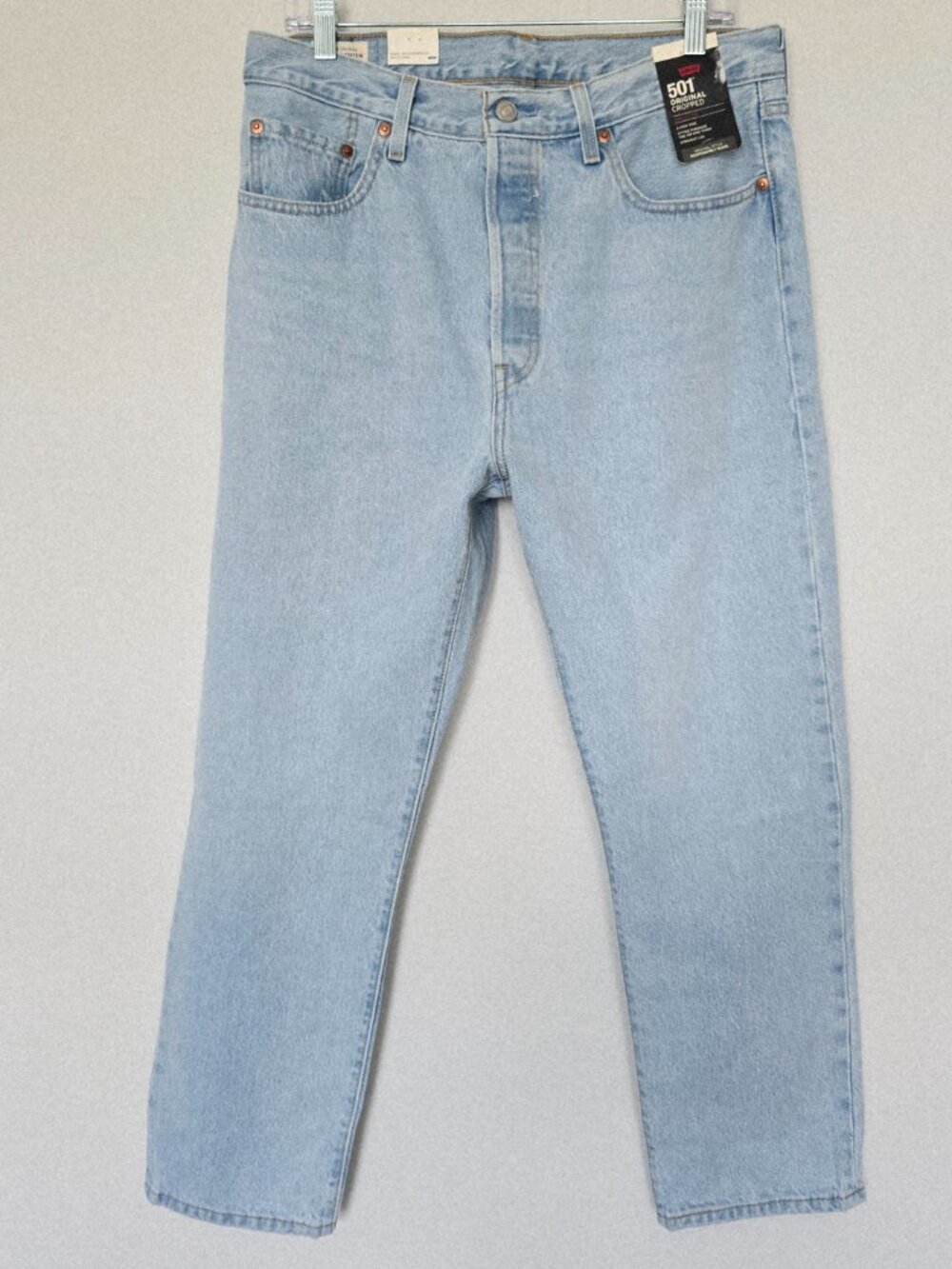 Levi’s Premium 501 Straight Cropped Jeans 32 Light Wash NWT